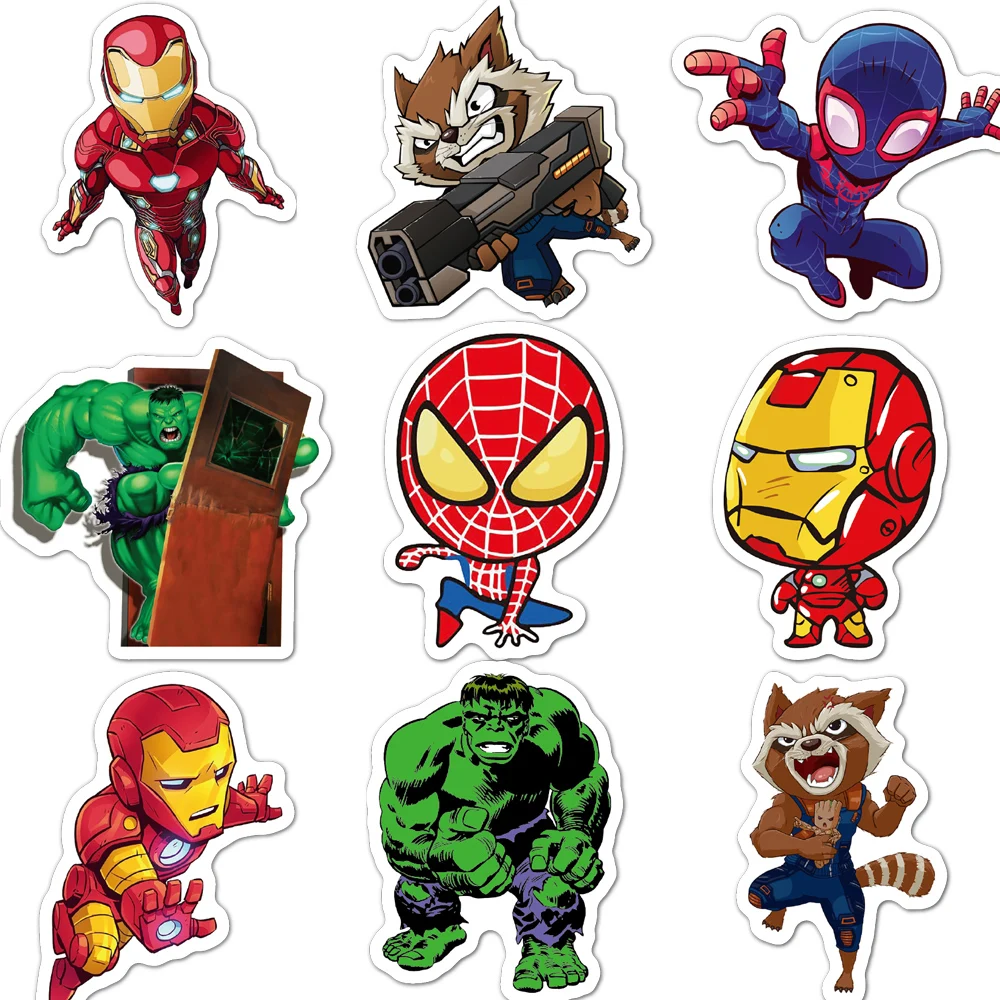 10/30/50/100PCS Disney Marvel The Avengers Super Hero Stickers Spiderman Iron Man Anime Decals Waterproof Cool Sticker for Kids