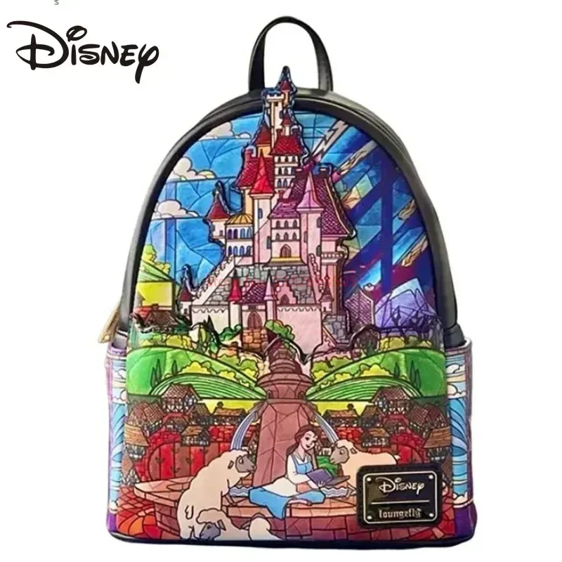 

Loungefly Disney Bags Beauty And The Beast Library Castle Scene Mini Backpacks Cartoon Double Shoulder Women Portable Backpack