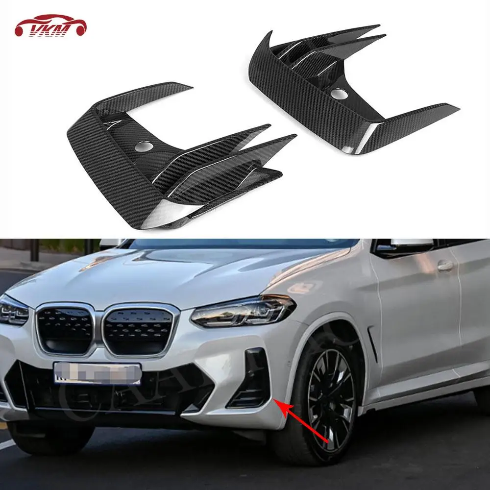 Front Bumper Air Vent Trim Canards For BMW iX3 G08i 2022 Dry Carbon Fiber 2PCS Wind Blade Air Dam Cover BodyKit FRP Car Styling