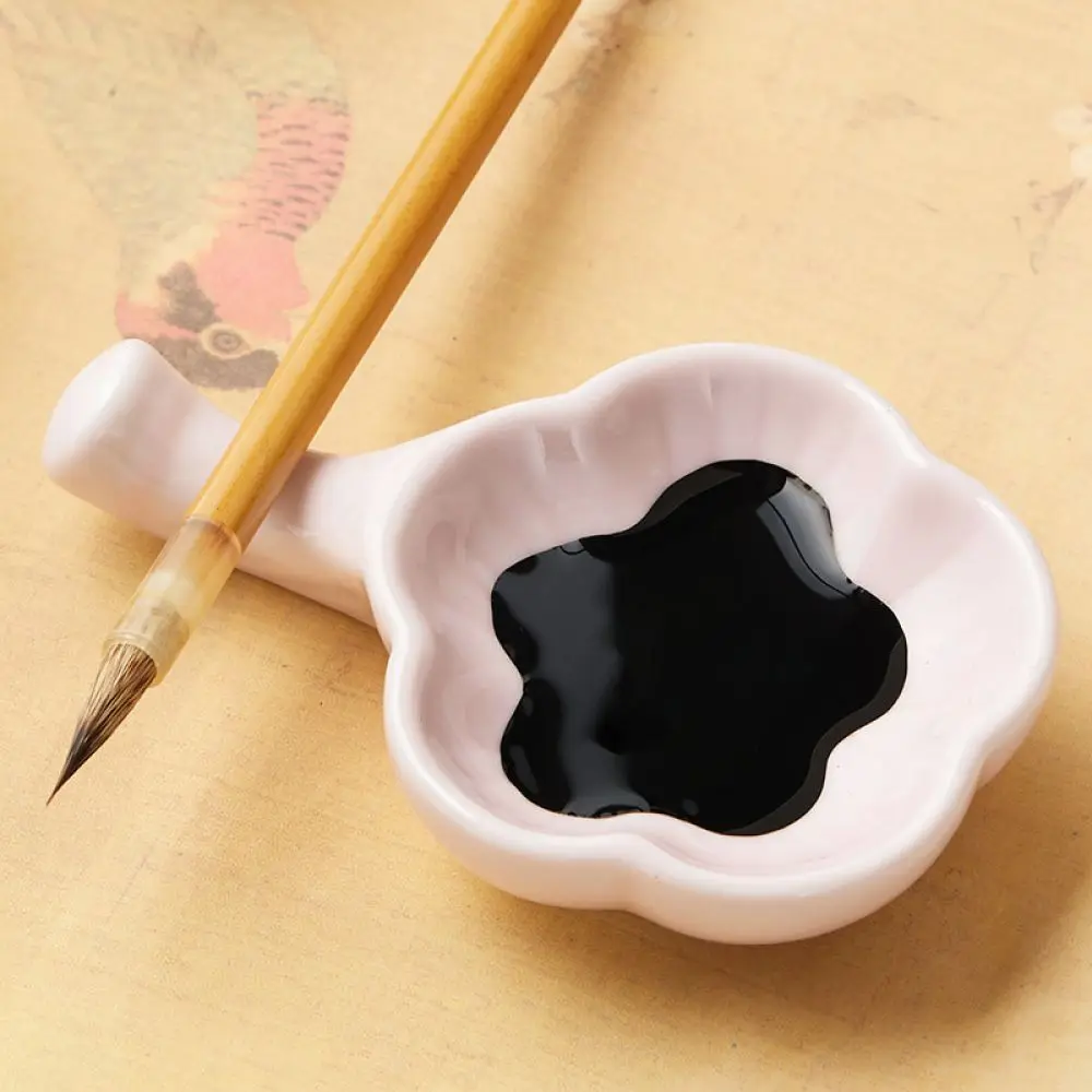 Premium Ceramic Ink Dish Brush Holder For Calligraphy Painting Desk Accessory Stationery Gift For Artist Students