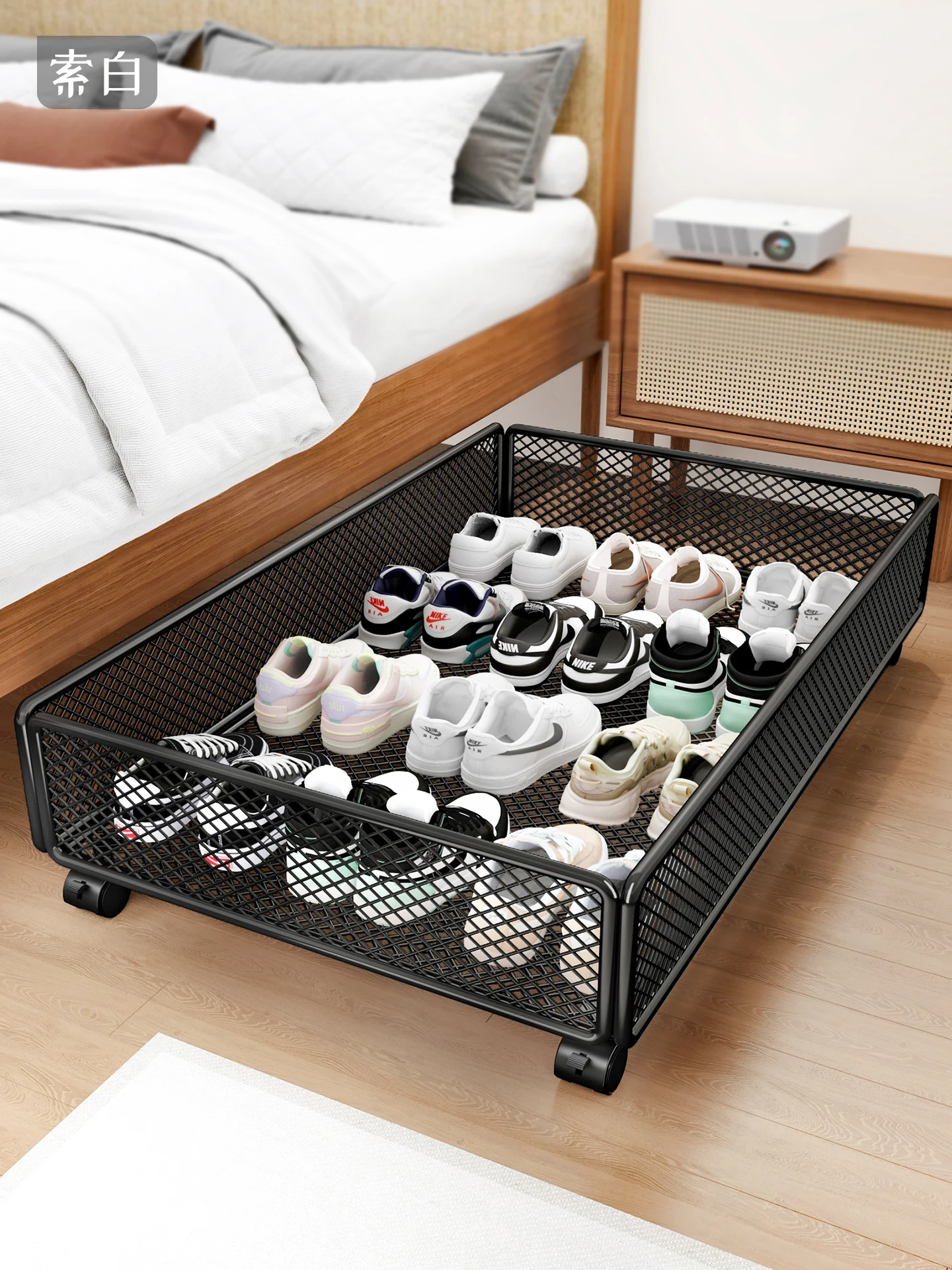 

Flat Iron Art Storage Box with Wheels Der Sle oe Underbed Storage Basket Toy Clothes Organizer Box Consumer Goods
