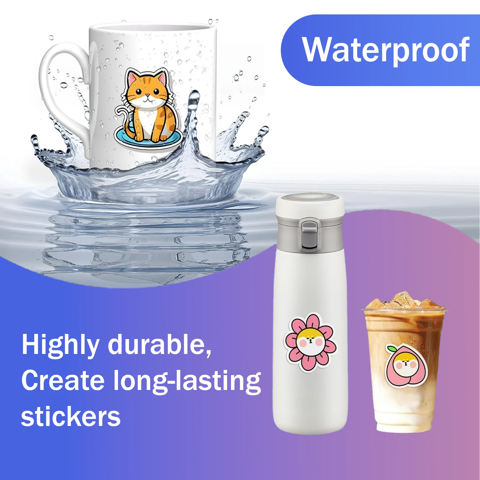 20 Pack Letter Size Matte Printable Vinyl Sticker Paper Self-Adhesive Inkjet Compatible Tear-Resistant Labeling Paper 8.5x11"