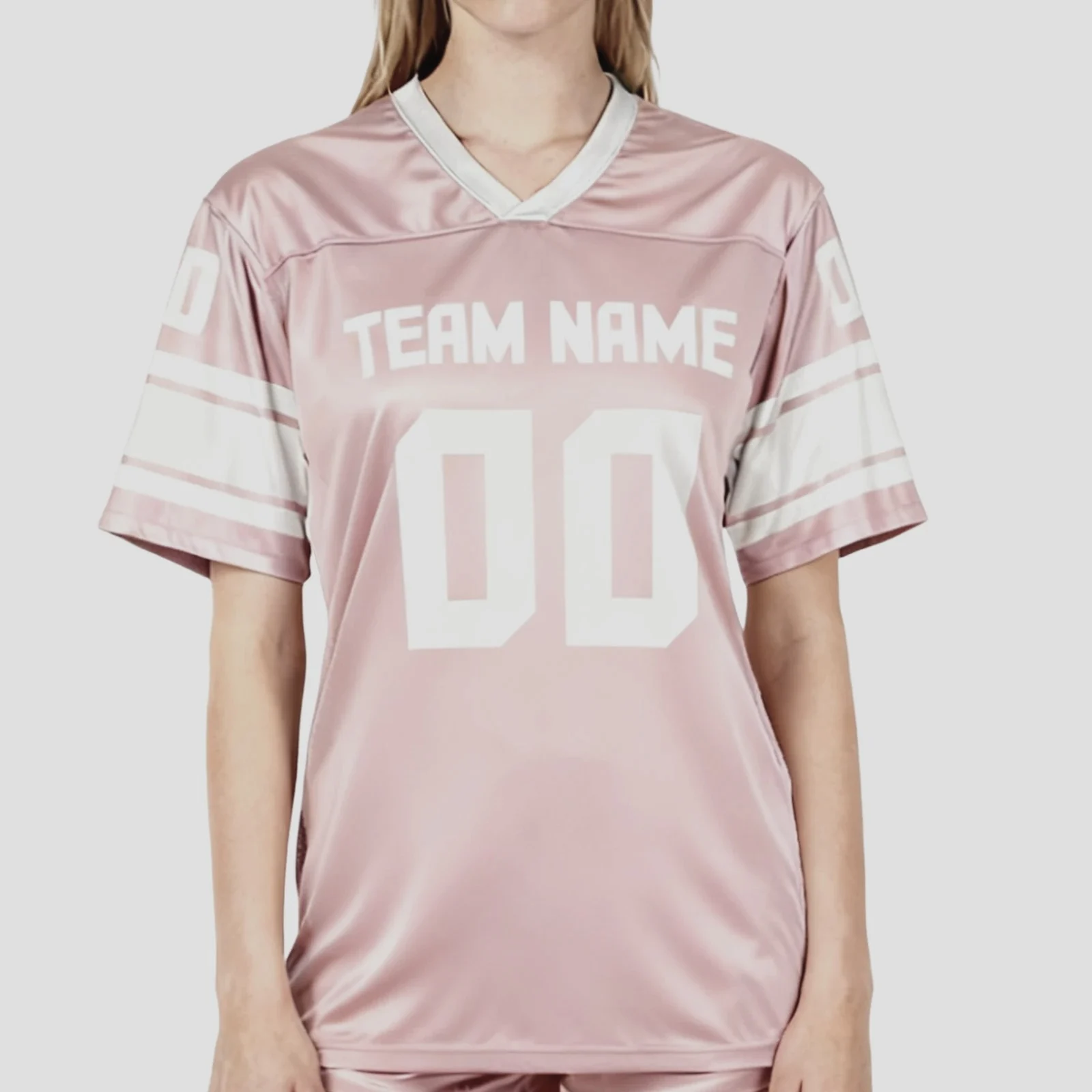 Custom American Football Shirt Pink Personalized Printed Football Jersey with Team Name Number Fans Gift for Men Women Youth image 3