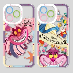 Disney Alice Cheshire Cat For Apple iPhone 15 14 13 12 11 XS XR X Pro MAX 8 7 Plus SE Angel Eyes Transparent Phone Case