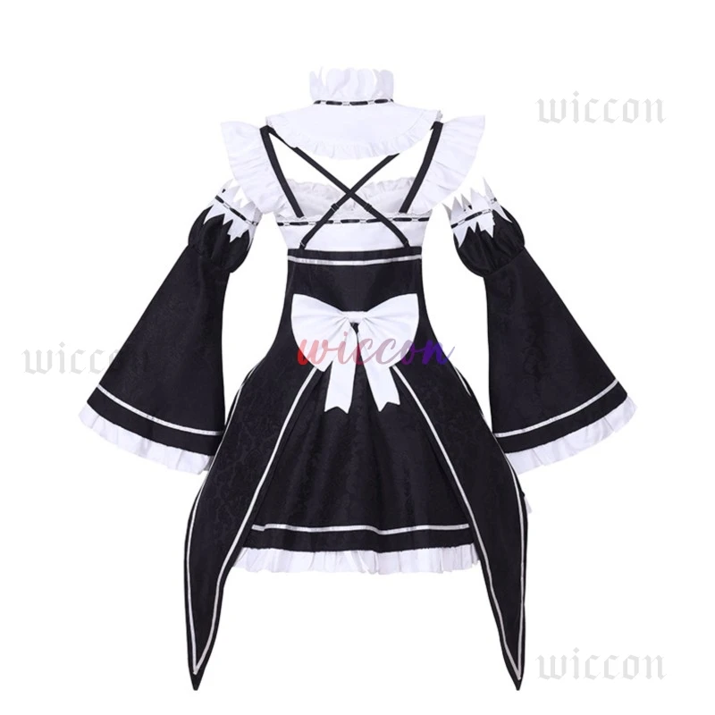 Ram Rem COS ชุดแม่บ้านอะนิเมะ Re:zero ชีวิตในโลกที่แตกต่างกัน COS))((^*% วิกผมชุดแม่บ้านฝาแฝดฮาโลวีน)(^*%@ # ￥%