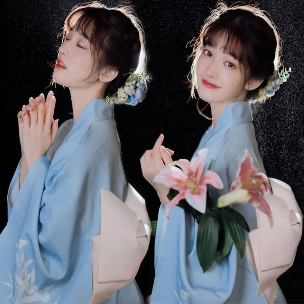 Printed Floral Traditional Japanese Kimono Japanese Style Elegance Sakura Girl Kimono Dress Asian New
