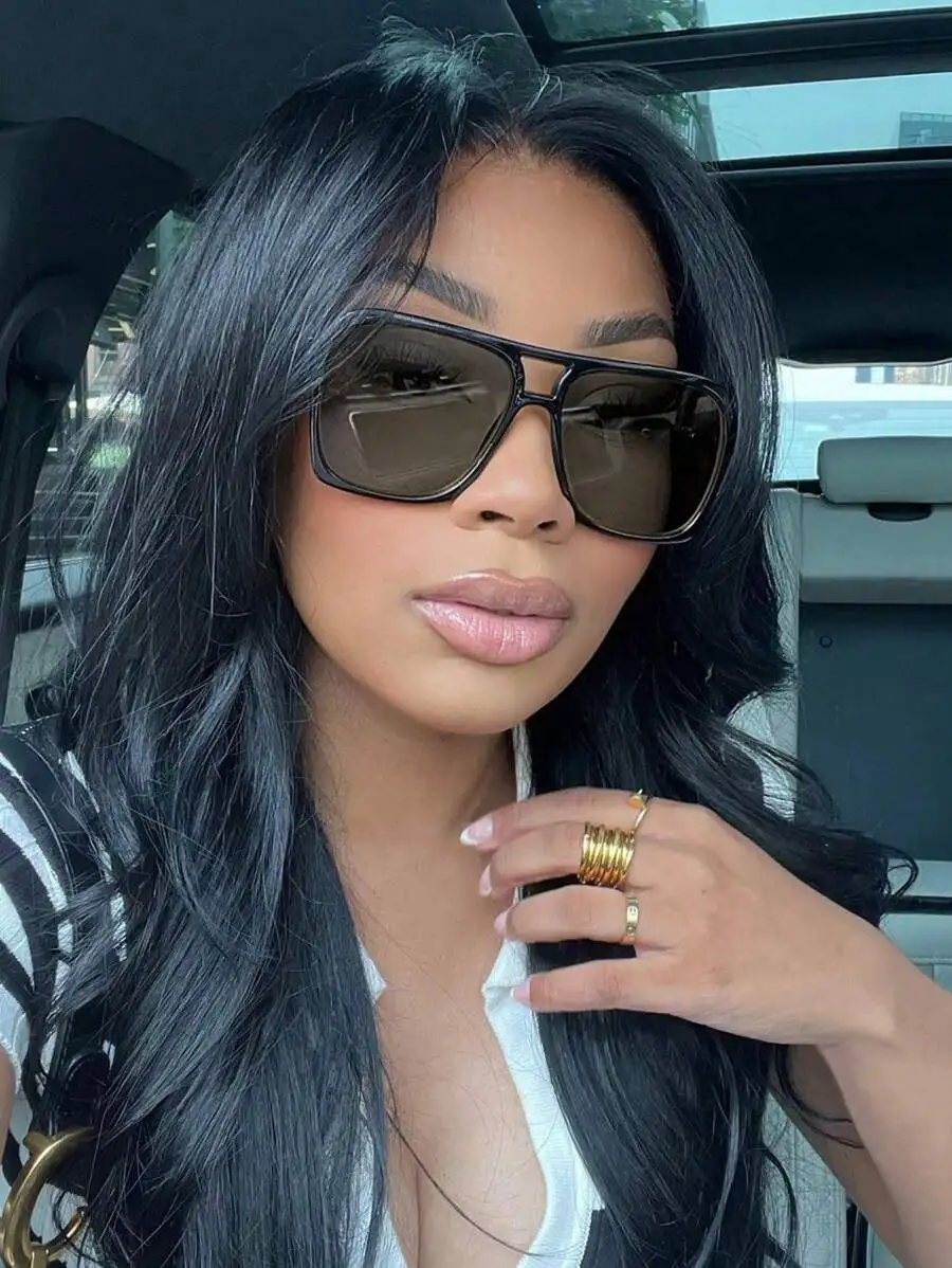 1pc Double Bridge Pilot Stylish Fashion Glasses, Personalized Fashion Eyewear Suitable For Daily, Outdoor, Driving, Travel,