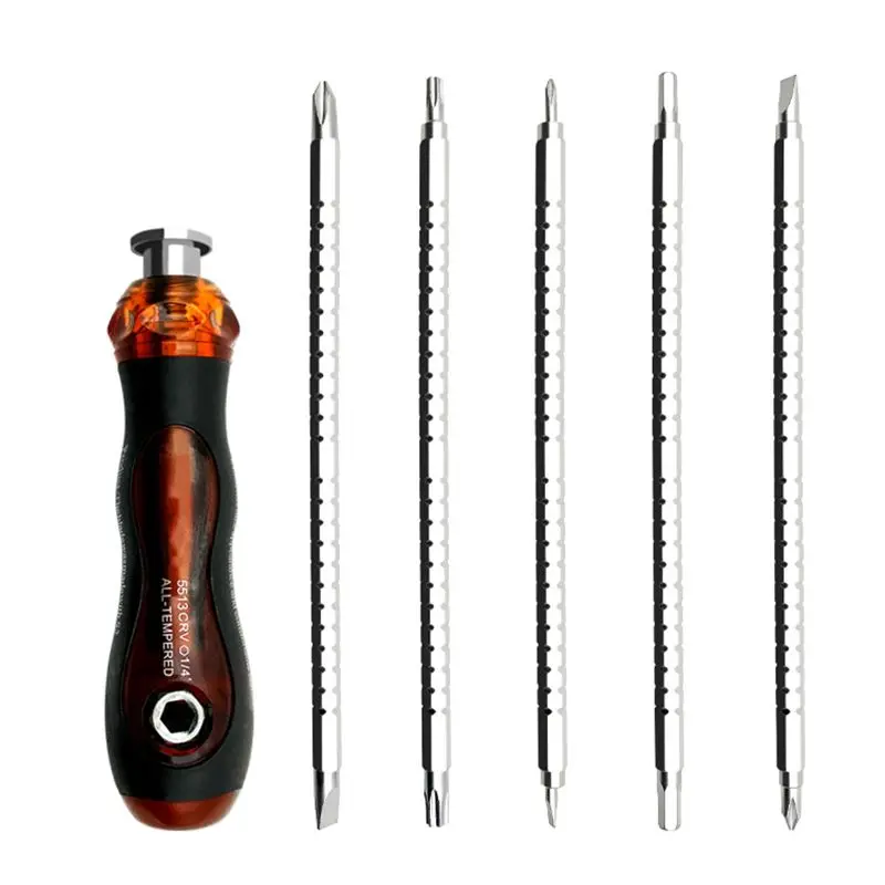 Set di cacciaviti di precisione, 5 punte per cacciavite a doppia testa, CR-V, strumento per cacciavite tascabile, strumento di riparazione Mini cacciavite per elettronica