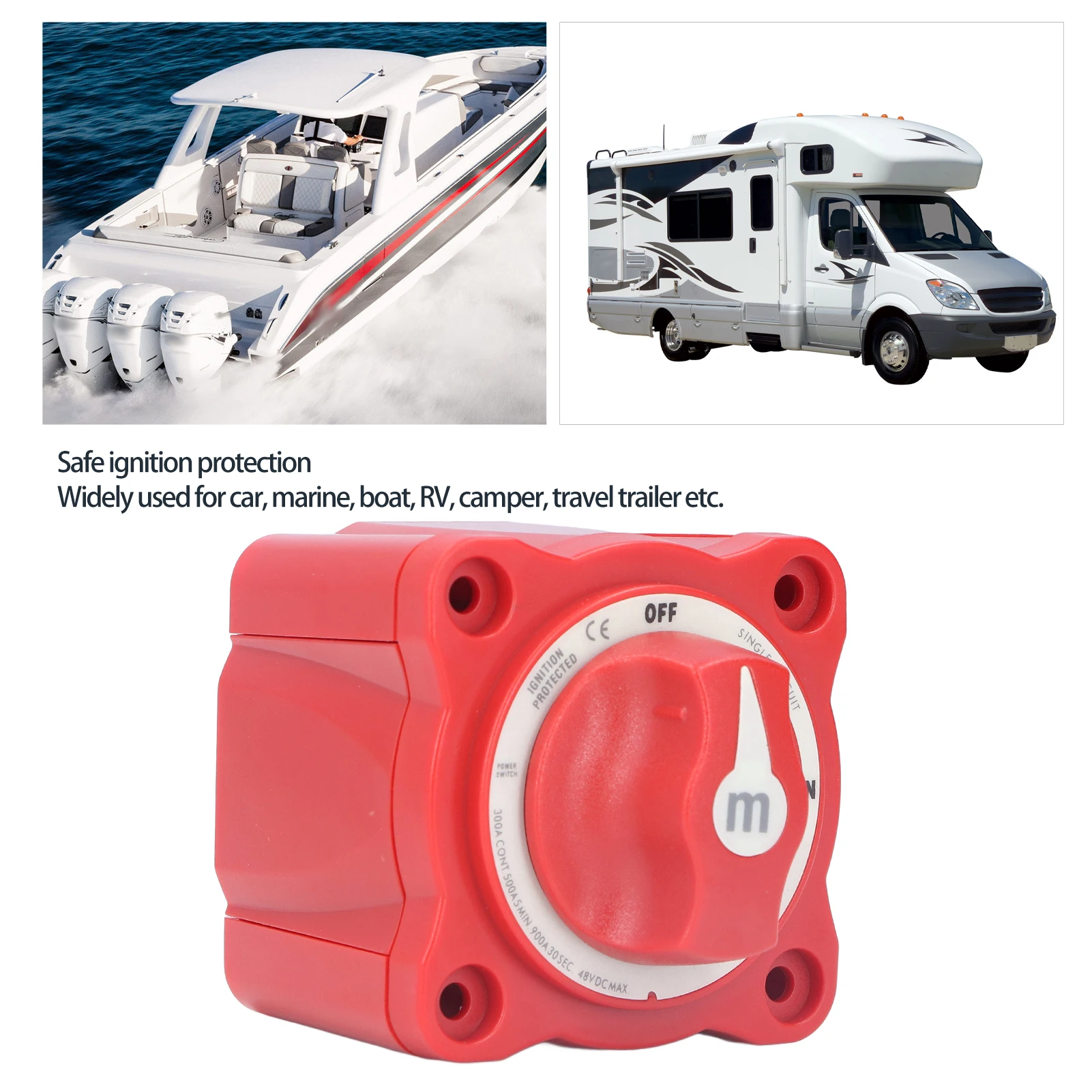 300A Battery Disconnect Switch ON/Off Single Circuit Power Isolator IP66 Waterproof for Marine Boat Car Truck Trailer RV
