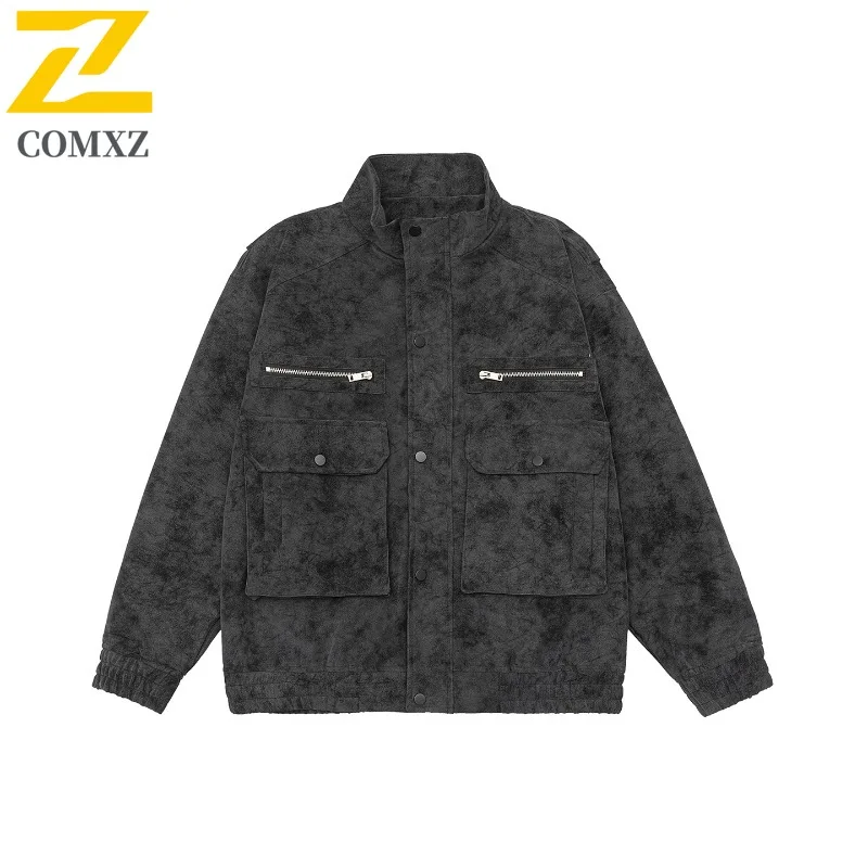 

COMXZ осенне-зимняя новая кожаная куртка мужская японская винтажная свободная рабочая одежда с воротником-стойкой и несколькими карманами модная универсальная цена 219