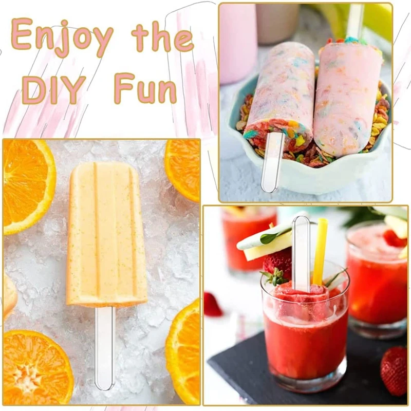 10/20pcs Acrylic Ice Cream Sticks Summer Party Supplies Popsicle Chocolate Dessert Stick Birthday Baby Shower Kids DIY Crafts