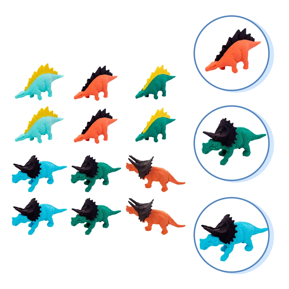 16pcs Dinosaur Shape Safe Material Stationery Cartoon Eraser Dinosaurs Shape Erasers Gifts Student Rubber