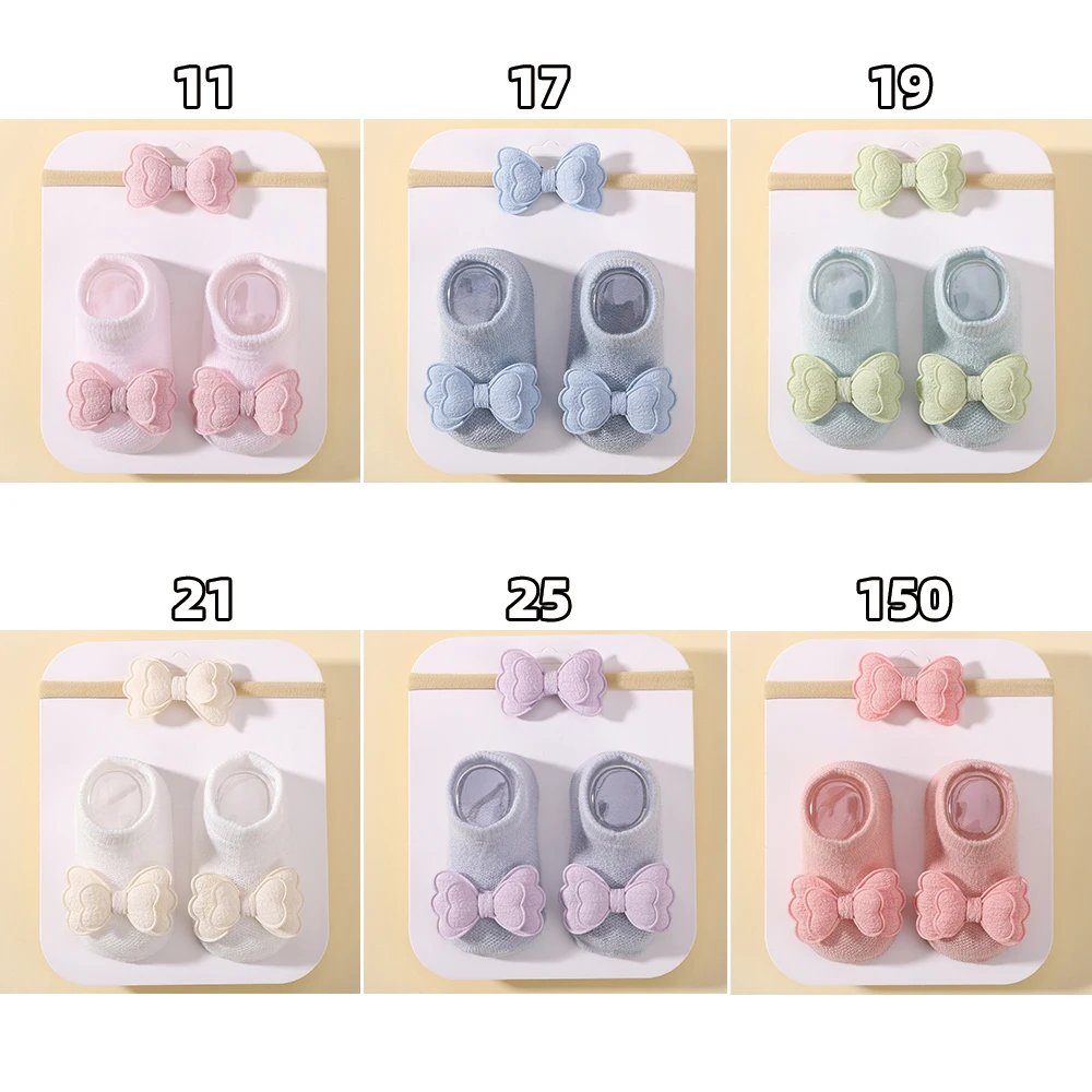 Kids Socks Headband Sets Candy Color Cotton Girls Breathable Socks Cute Bows for Children Baby Little Girl  Baby Socks Girl