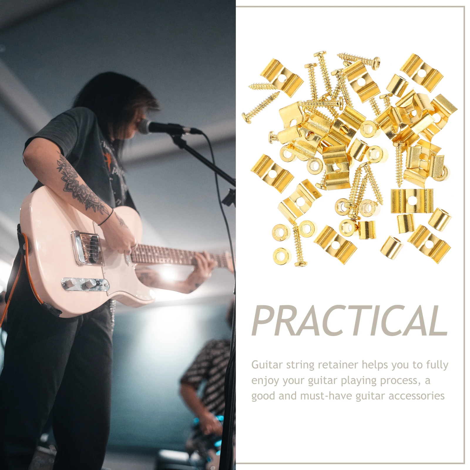 

10Set Guitar Strings Retainer Metal String Tree for Electric Guitar and Bass Anti-Friction Tuning Stability Easy Install Compact