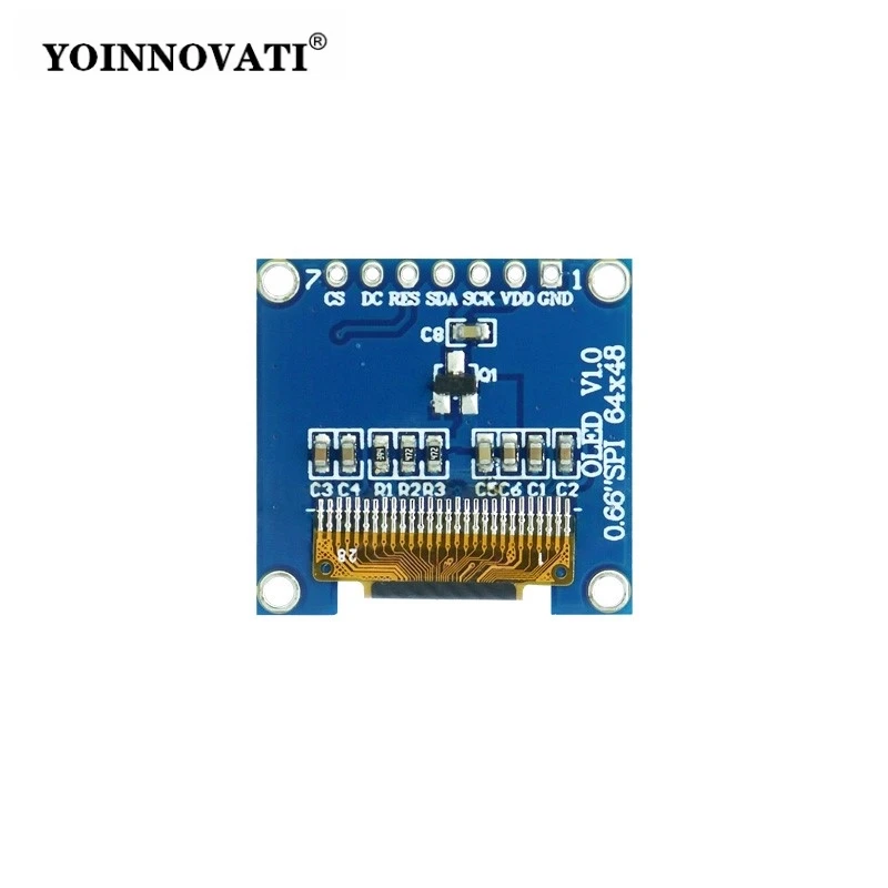 0.66-inch OLED Display Module SSD1315 64x48 SPI Monochrome White - 7-Pin Low Power COG Small LCD Screen Module