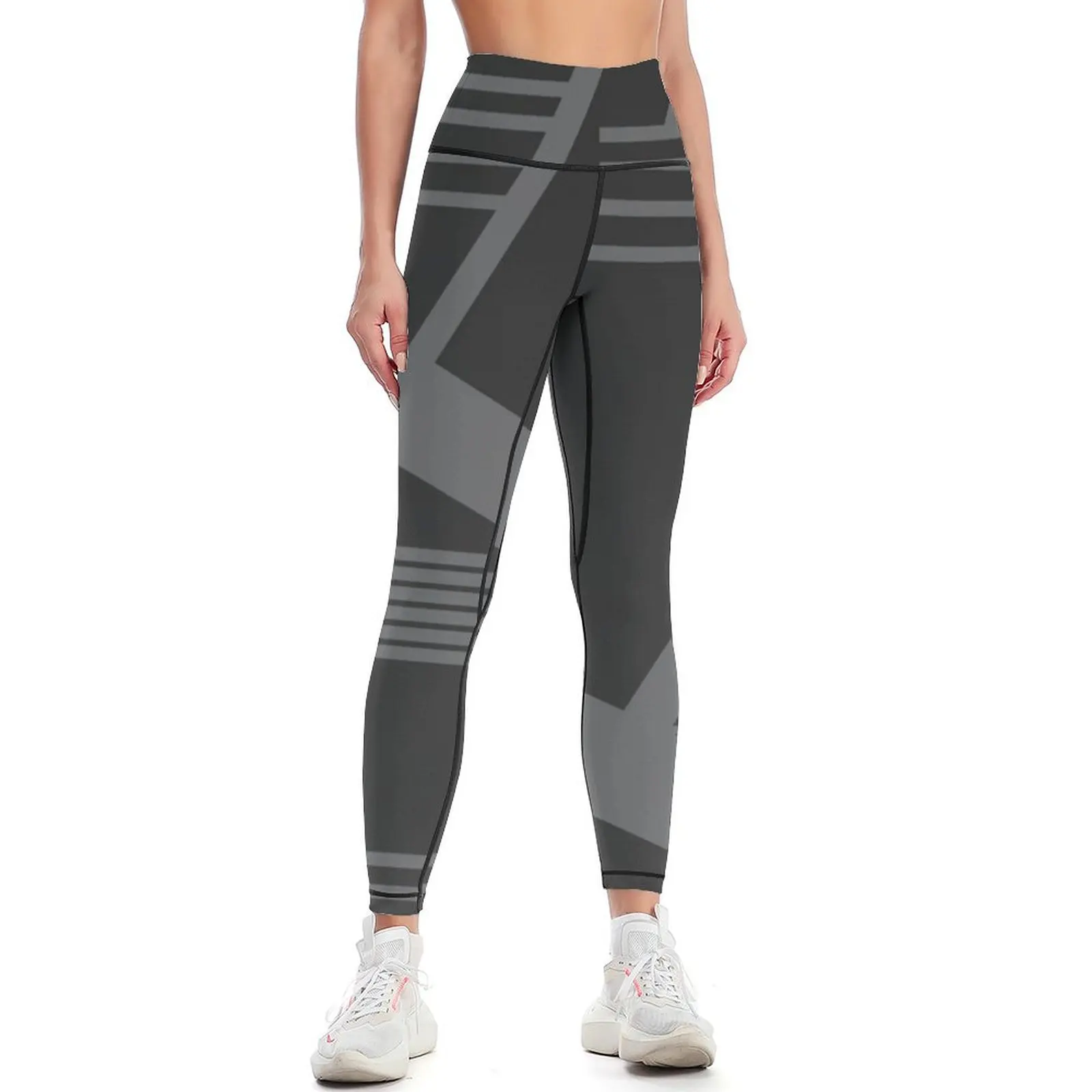 

Charcoal Gray Stripes Leggings sports for gym sports for push up Women's push up Womens Leggings