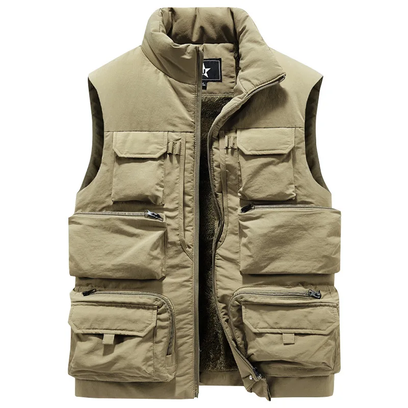 Men's thick outdoor sports winter casual padded vest wool jacket work sleeveless jacket workwear vest warm jacket