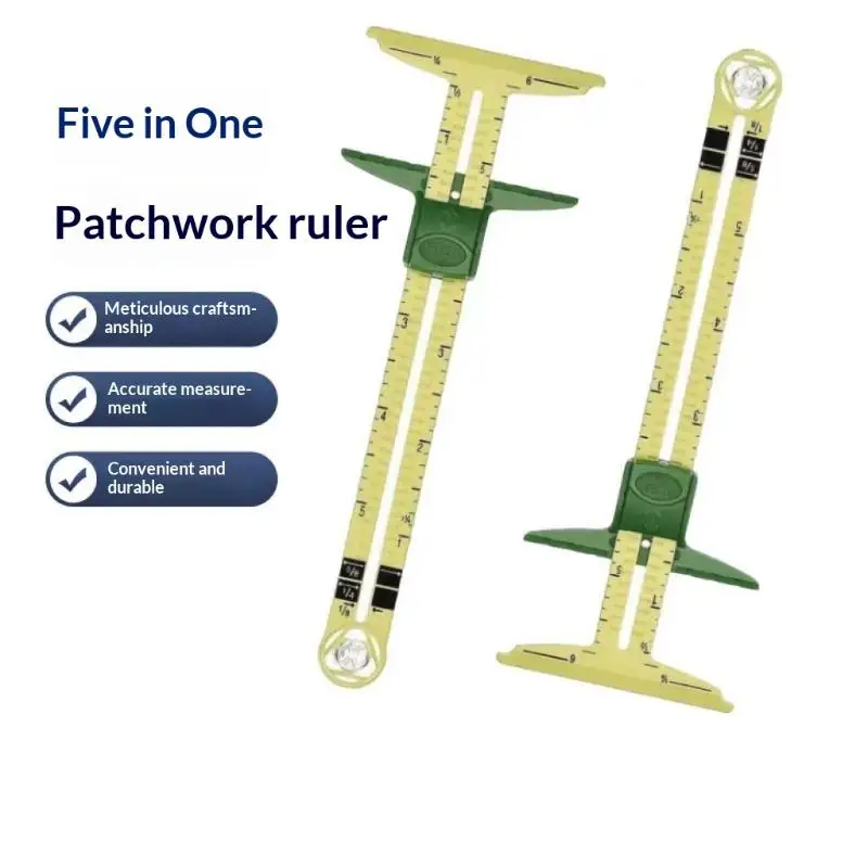 5-IN-1 High Quality Sliding Gauge Sewing Tool with Nancy for Patchwork Tailoring Home Use Measuring Ruler Accessories