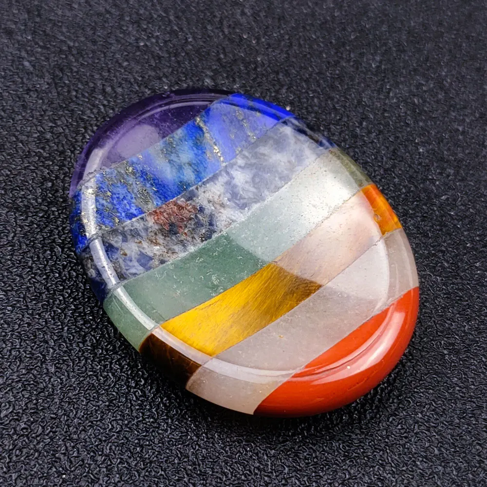 1Pc Random Colors7 Chakra Worry Thumb Stone Gemstone Reiki Antianxiety Crystal Palm Stone  Home Decoration Stones and Crystals