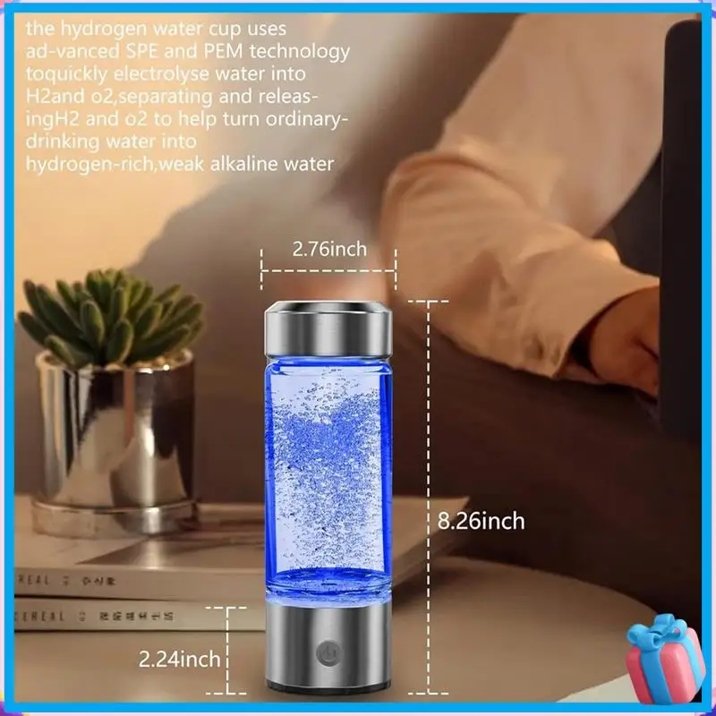 

Discount Hydrogen Water Bottle Portable Hydrogen Water Ionizer Machine USB Rechargeable Hydrogen Water Generator 420Ml 2PCS