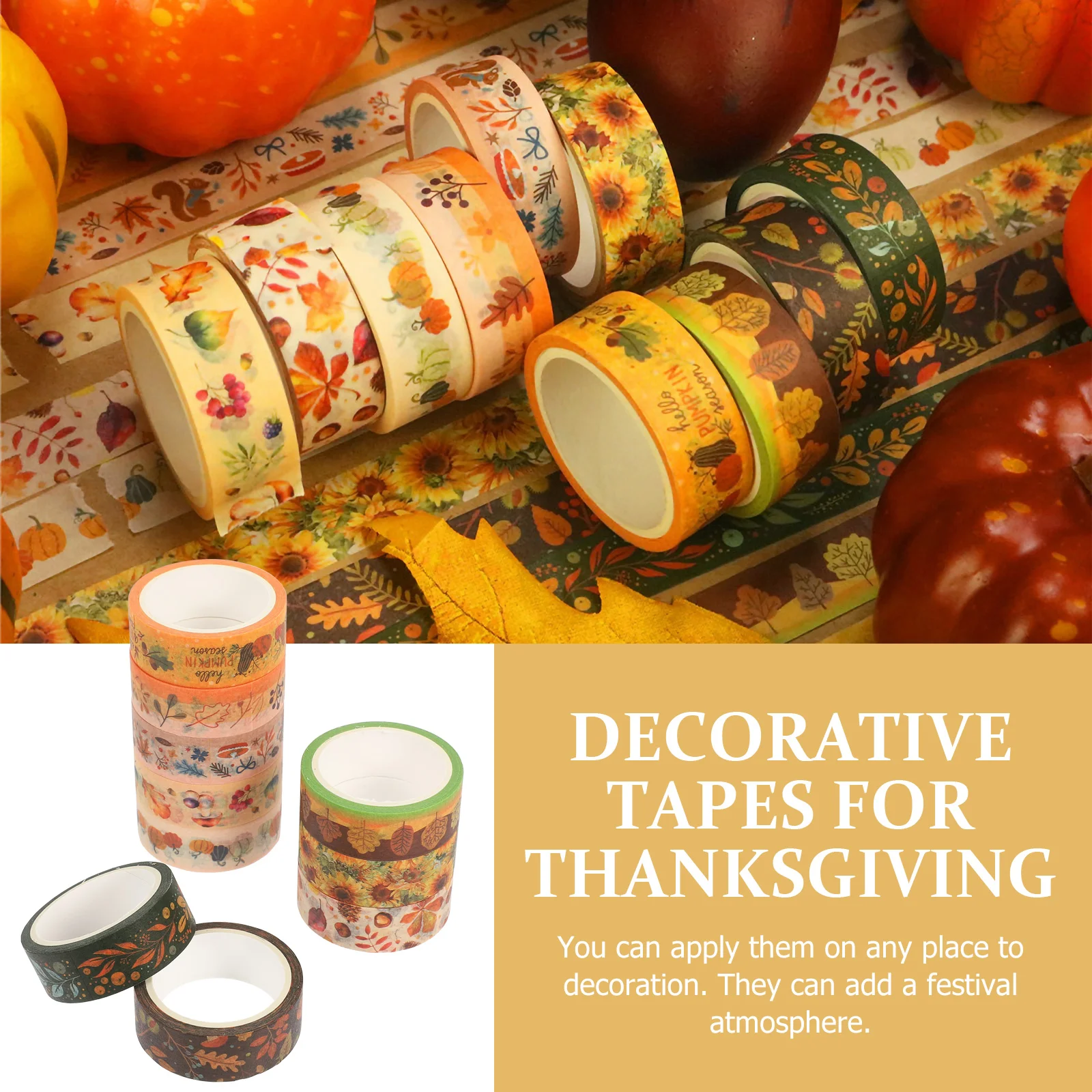 10 rollen Washi Tape voor ambachten Zonnebloem Decoratieve tapes Herfstpapier Etiketten Stickers