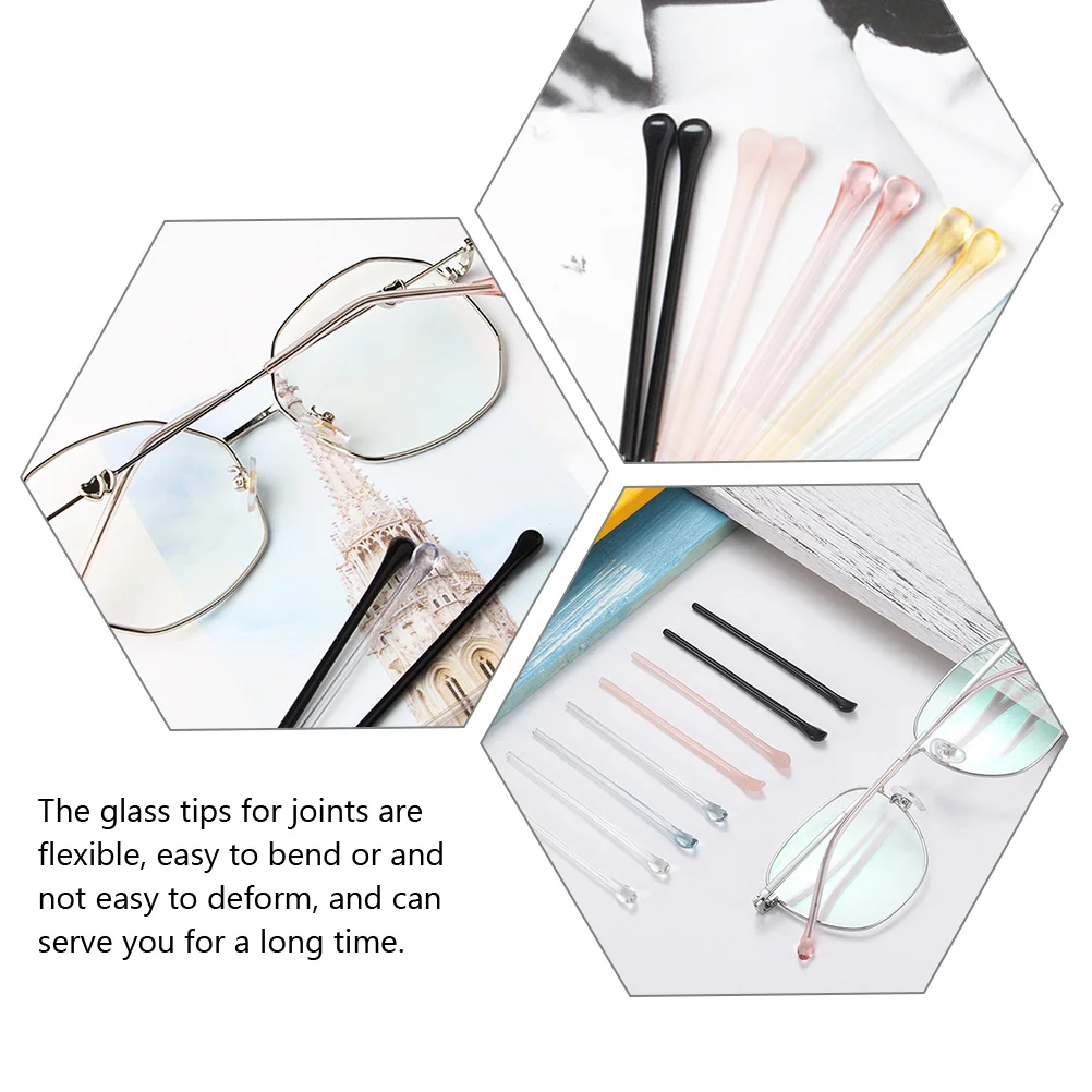 

10pc Black Plastic Temple Tips for Eyeglasses Comfortable Glasses Accessories Non Slip Ear Grips Suitable Most Glasses Sun