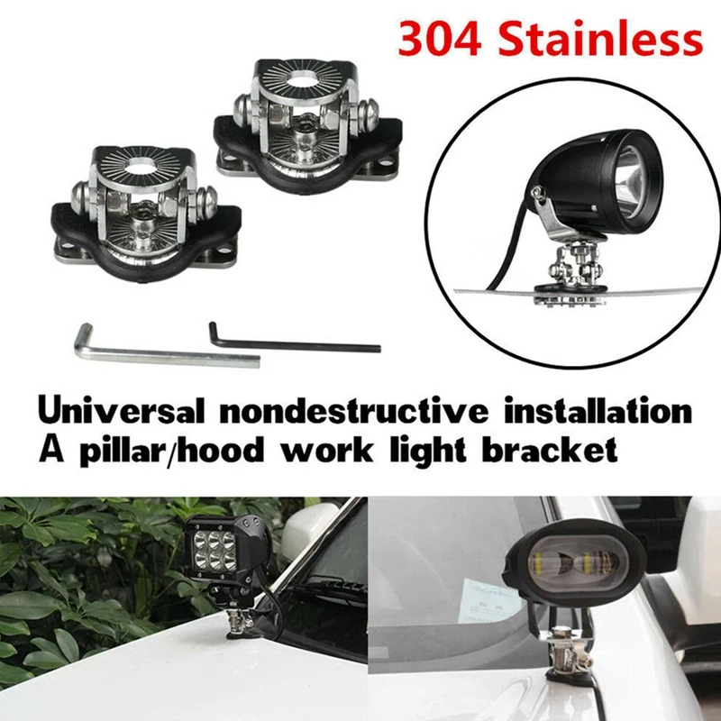 Universal 4X A Pillar Hood LED Work Light Bar Mount Bracket Clamp Holder Offroad