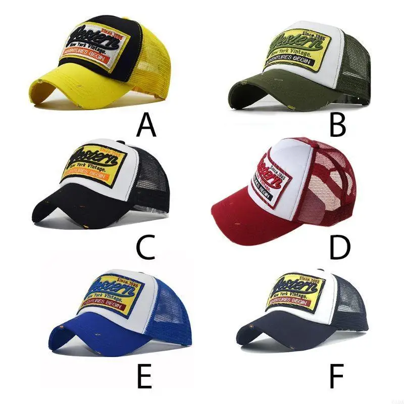 Baseball Cap Unisex Athletic Low Profile Letters Embroidery Patch Cotton Adjustable Mesh Back Dad Hat for Men Women 6XDA