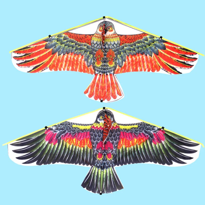 1M Platte Eagle Kite Met 30 Meter Kite Lijn Kinderen Vliegende Vogel Vliegers Windzak Outdoor Speelgoed Voor Kinderen Gift tuin Doek Speelgoed