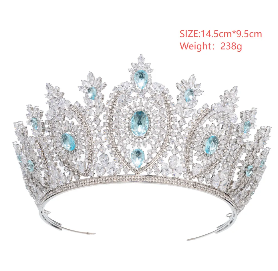 Luxury Queen Crowns For Wedding Bride Hair Headdress Zirconia Bridal Tiara Crown For Pageant Miss Universe Diadem coronas para