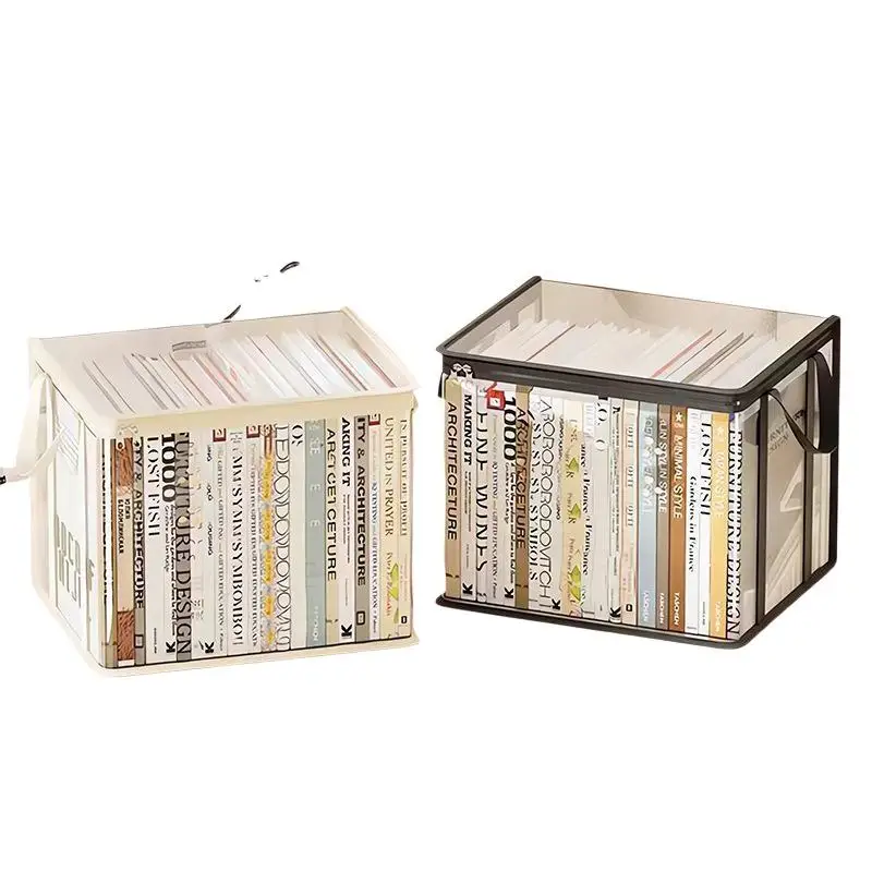 Clear Transparent Storage Box With Dustproof Lid And Portable Handles For Organizing Books Magazines Home Office Study