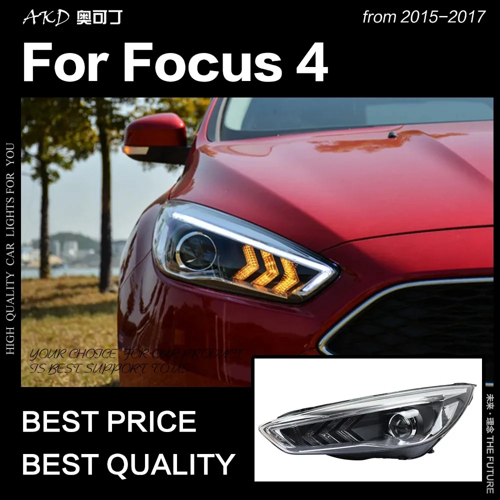 AKD Front Lamp for Ford Focus Headlight 2015-2017 New Focus LED DRL D2H Hid Head Lamp Angel Eye Bi Xenon Beam Auto Accessories