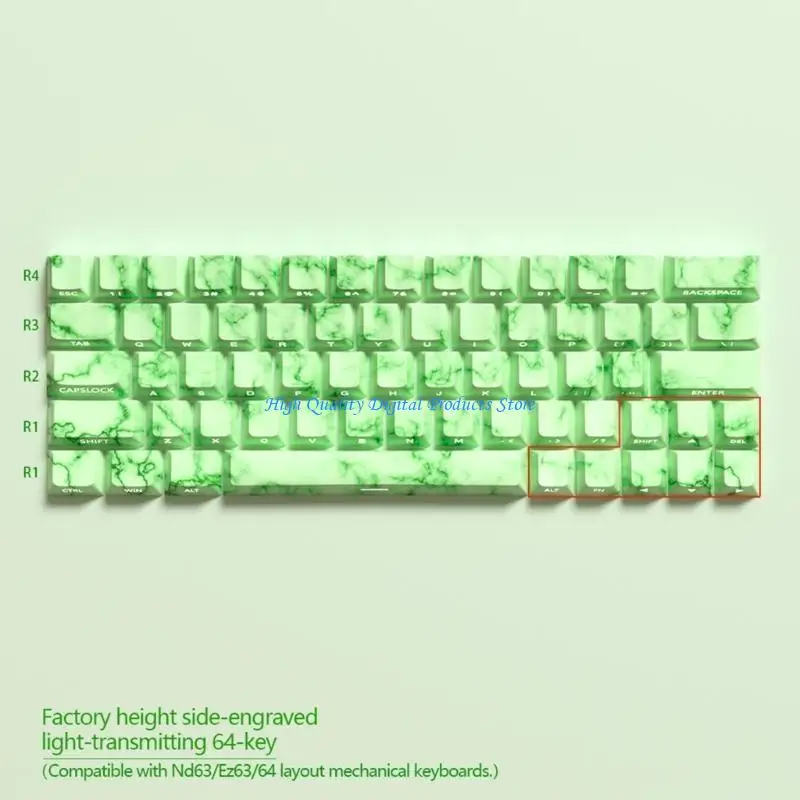 U2JE 64/74pcs 사이드 프린트 염료 서브 백라이트 키 캡 60 80 80 61/64/68 용 원본 프로필