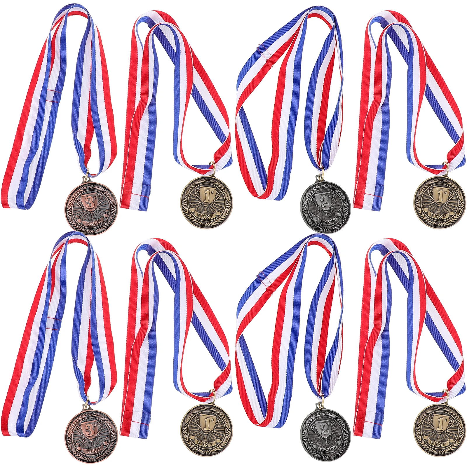 

12pcs Alloy Medals For Sports Prizes Gold Silver Bronze Lightweight Winner Medals With Ribbon For School Cycling Track Running