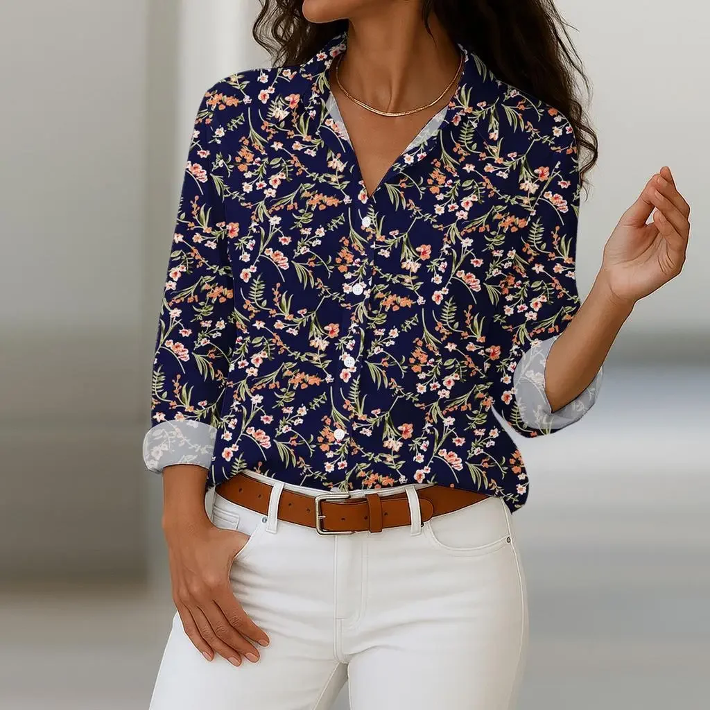 Women's 3D Printed Vintage Paisley Print Polyester Long Sleeve Shirt Spring and Autumn Fashion Casual Daily Wear Lapel 3D Shirt