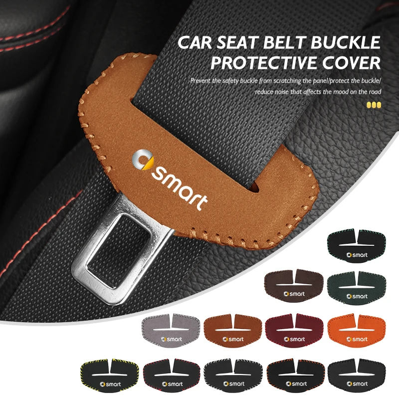 Car Seat Belt Base Buckle Protector Cover Accessories For Smart Fortwo 451 450 453 Forfour Cabrio Crossblade ROADSTER