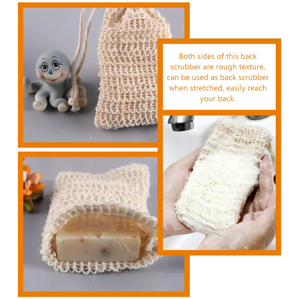 

5Pcs Soap Pouch Cotton Linen Bath Saver Bags Drawstring Exfoliating Mesh Shower Supplies Soap Storage Pouch Scrubbing Nets