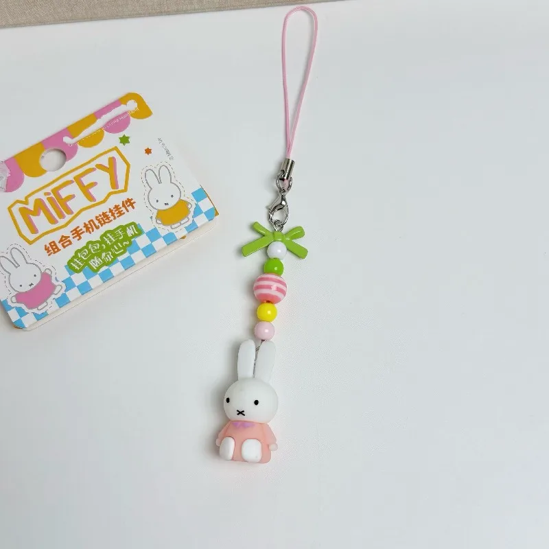 Hot Cartoon Miffy Series Creativity Backpack Keychain Cute Artistic Retro Exquisite Bowknot Rabbit Pendant Gifts