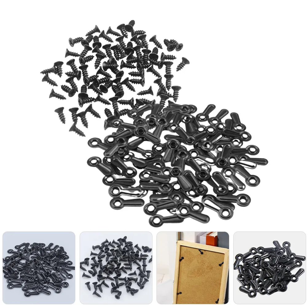 

100Pcs Photo Frame Backing Clips Metal Frame Hardware Hangers with Screws for Securely Mounting Pictures in Multiple Settings