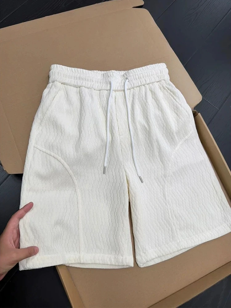 

Textured Knitted Short Shorts Men's Summer Cool Feeling Breathable Straight Leg Sport Casual Knit Five-Point Pants