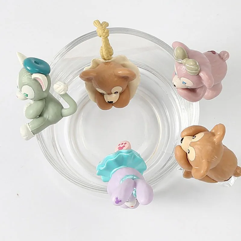 5Pcs/Set Kawaii Disney Figures Cute Bear Duffy Stella Lou Gelatoni Cat ShellieMay Dolls Toy Cake Cup Decoration Kids Xmas Gift