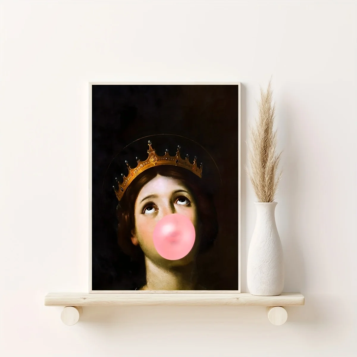 1pc Bubblegum Queen Print Funny Picture - Modern Eclectic Wall Art for Vintage Decor - Canvas Painting No Frame Included