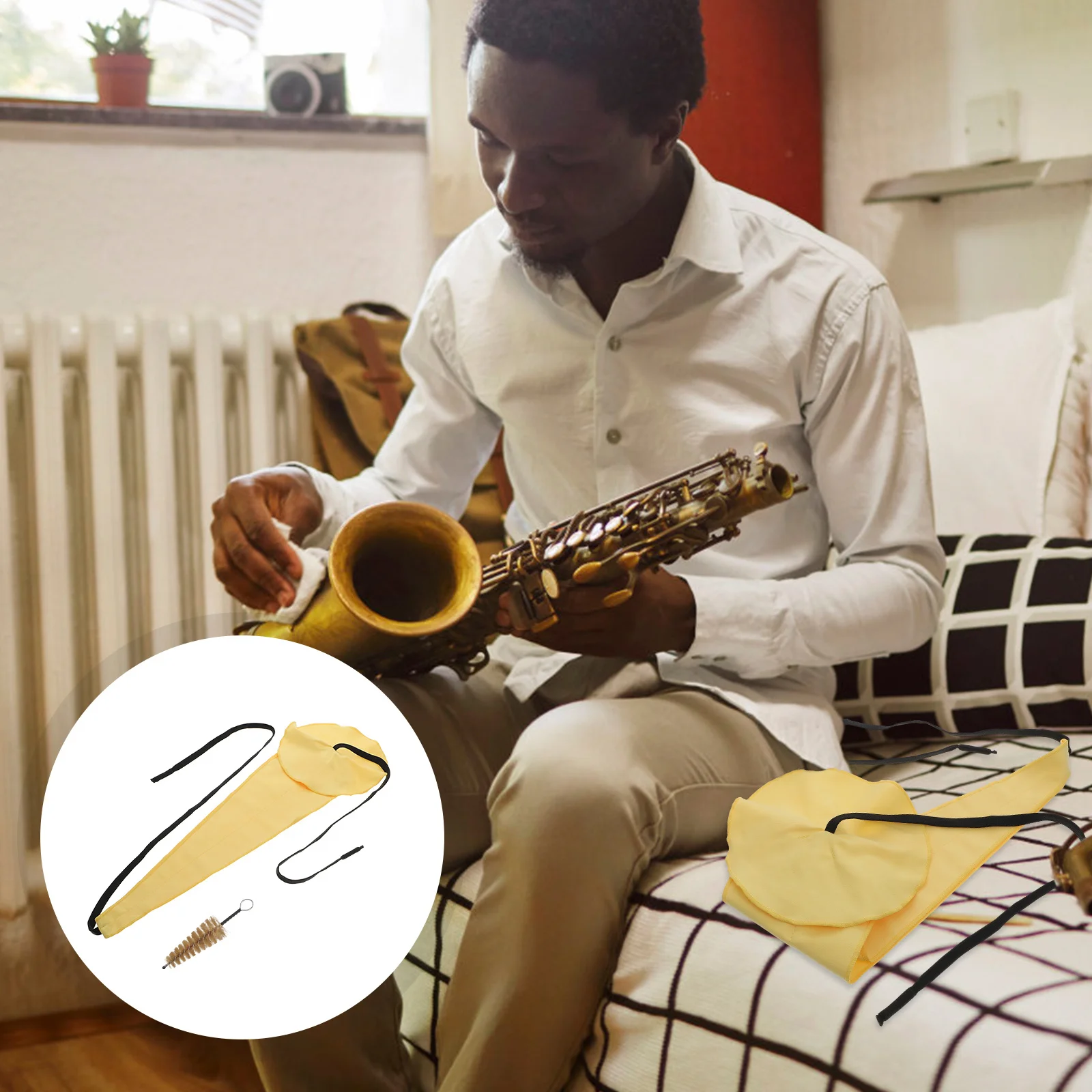 

1set 1Set Saxophone Cleaning Kit Durable Supple Fabric Wipe Cloth For Scratch-Free Instrument Care Sax Cleaner Accessories