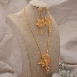 Annayoyo Dubai Arab Africa Gold Color Jewelry Set For Women Girl Jewelries Papua Guinea Beads Jewelry set