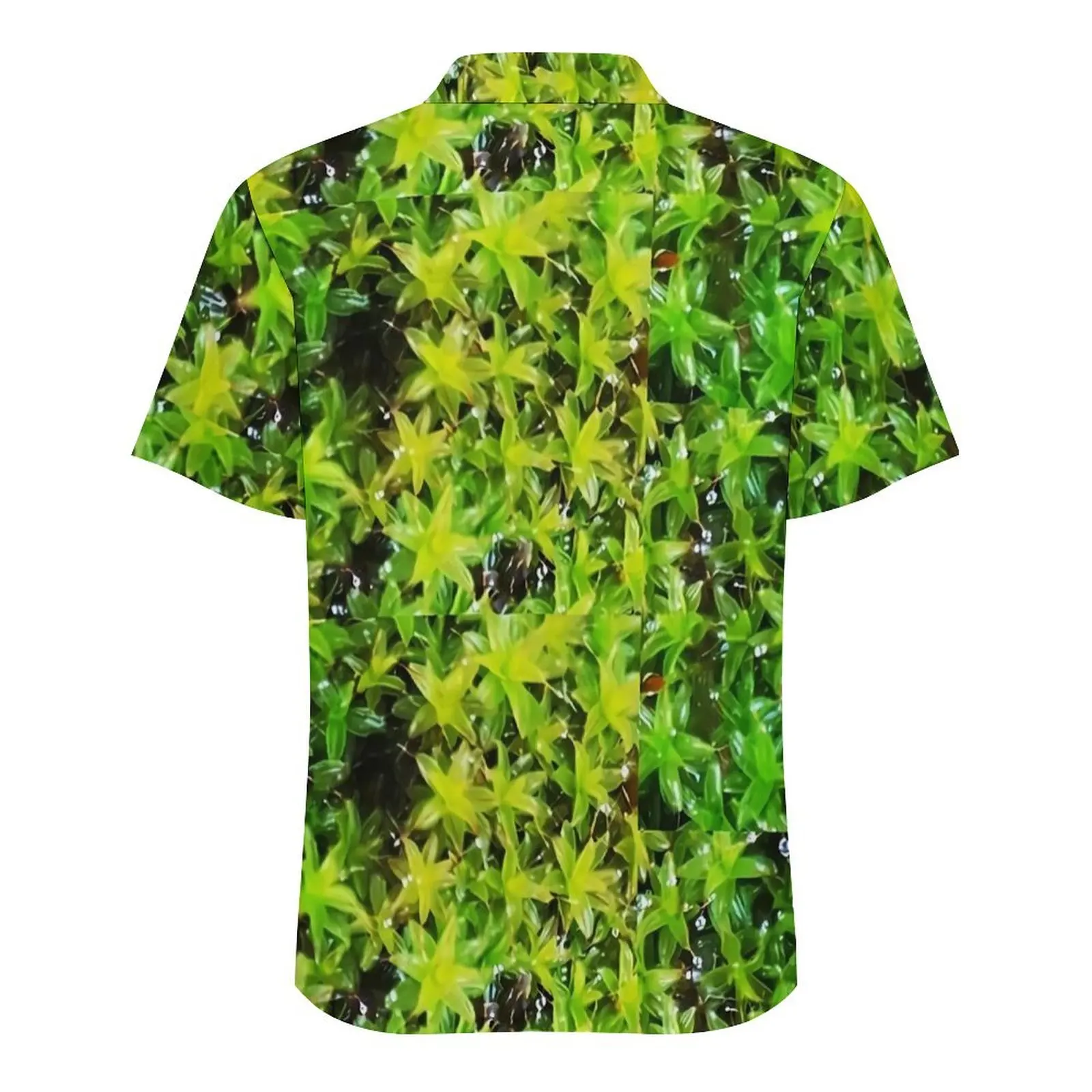 

Green Moss Vacation Shirt Green Leaves Print Hawaiian Casual Shirts Man Loose Blouses Short-Sleeve Y2K Street Design Tops