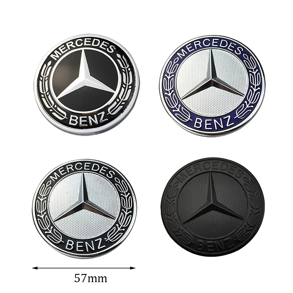 1 pz 57mm ghirlanda cofano piatto distintivo emblema per Mercedes Benz W124 W140 W163 W202 W203 W204 W208 W220 W210 W211 accessori auto