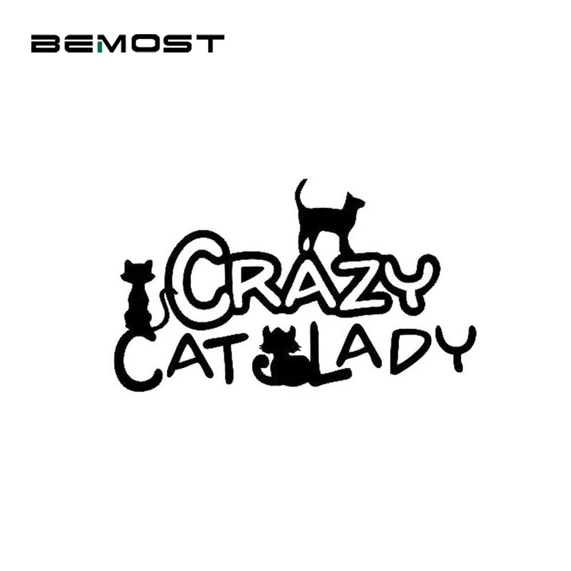 

BROSHOO Auto Accessories Styling Cartoon Crazy Cat Lady Car Stickers Vinyl Reflective Waterproof Decorative Decals