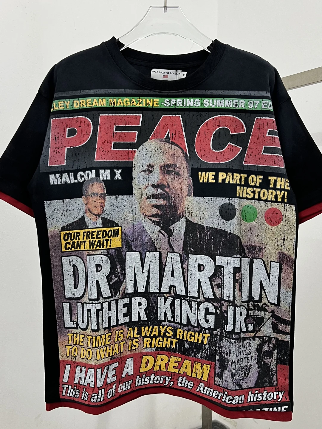 

Мужская футболка VForever с принтом Лутера Кинга, ретро-дизайн, пэчворк, из чистого хлопка, повседневная, летняя одежда