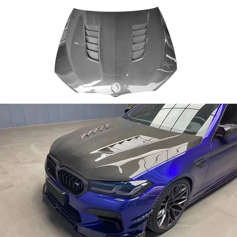 Wholesale Customized V Style Car Dry Forged Carbon Fiber Bonnet Hood for BMW G30 M550i 2018 2021 G38  Carbon Engine Hood Upgrade