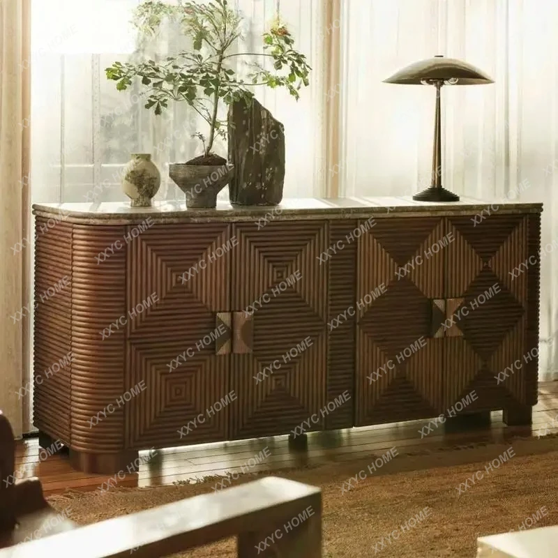 

Средневековый обеденный буфет из массива дерева с мраморной столешницей, шкаф для хранения в гостиной